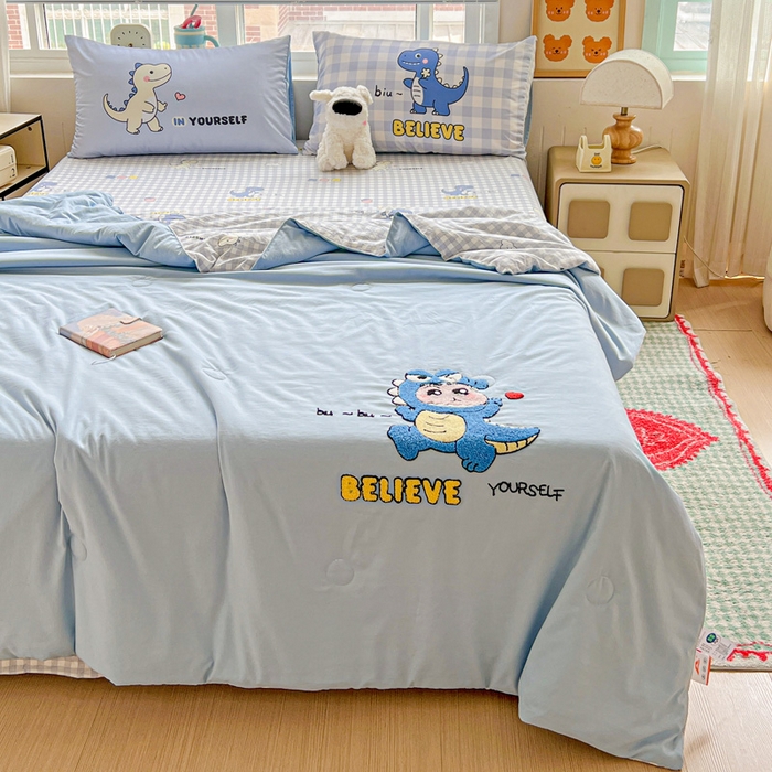 91家纺网 家纺一手货源 找家纺 一霖家纺 2025新款高克重云朵毛巾绣夏被 动感光波