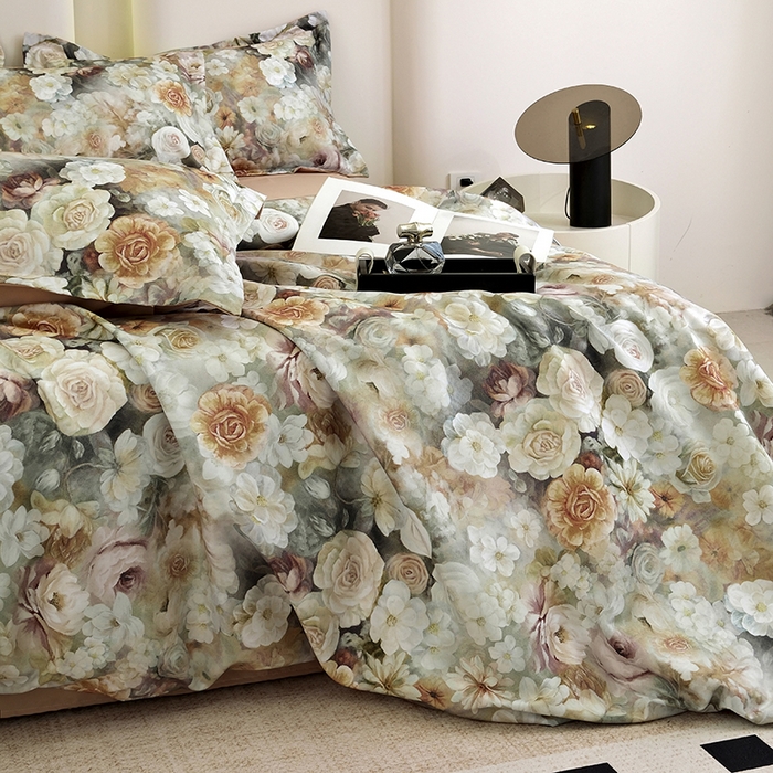 91家纺网 家纺一手货源 找家纺 典雅家纺 2025新款艾阳暖棉印花四件套 陌上花开