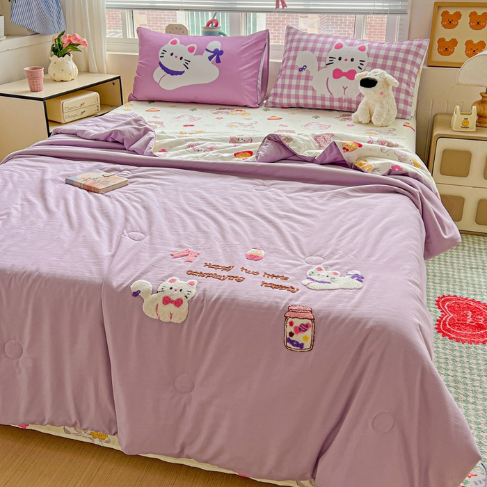 91家纺网 家纺一手货源 找家纺 一霖家纺 2025新款高克重云朵毛巾绣夏被 糖果罐头