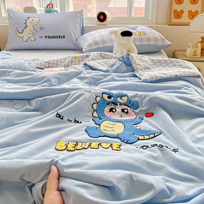 91家纺网 家纺一手货源 找家纺 一霖家纺 2025新款高克重云朵毛巾绣夏被 动感光波