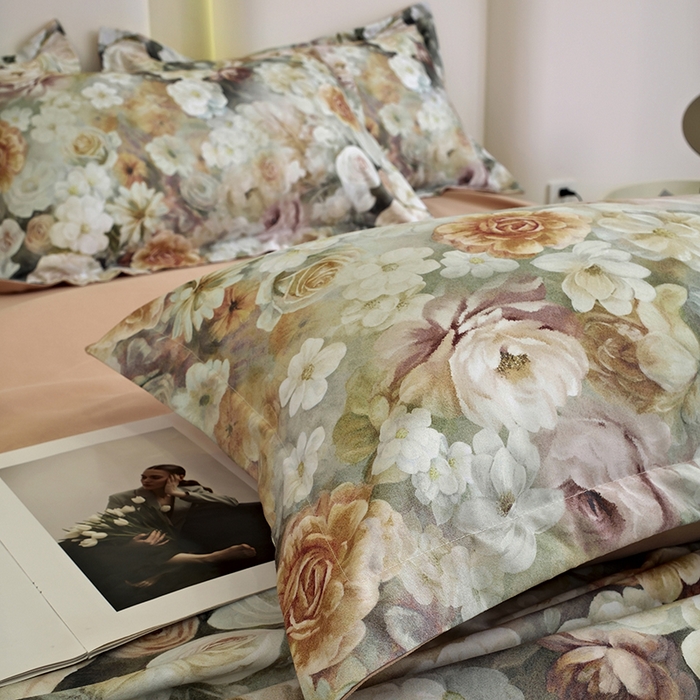 91家纺网 家纺一手货源 找家纺 典雅家纺 2025新款艾阳暖棉印花四件套 陌上花开