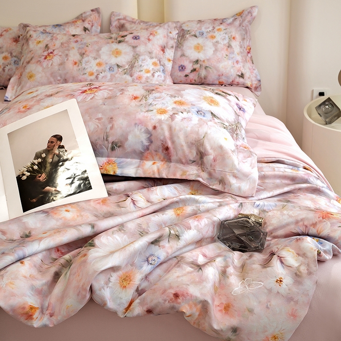 91家纺网 家纺一手货源 找家纺 典雅家纺 2025新款艾阳暖棉印花四件套 花间密语