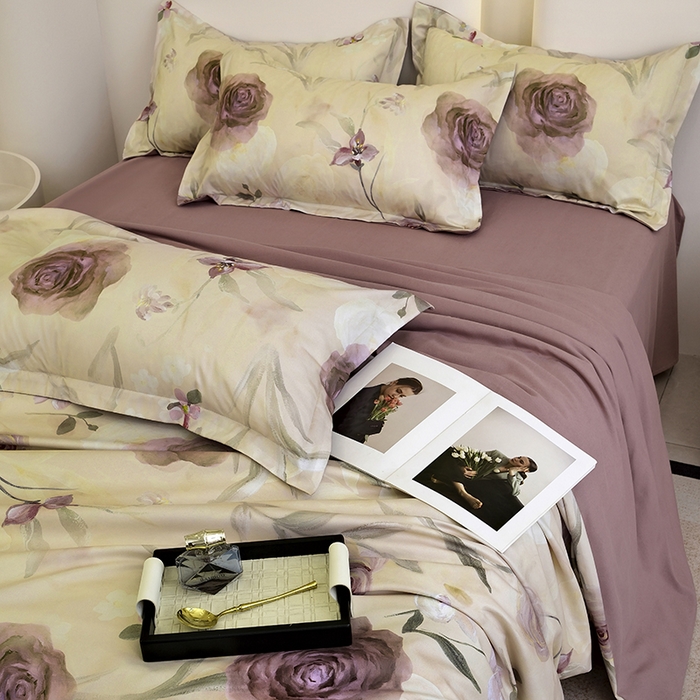 91家纺网 家纺一手货源 找家纺 典雅家纺 2025新款艾阳暖棉印花四件套 梦幻花园