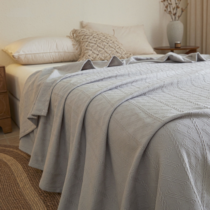 91家纺网 家纺一手货源 找家纺 悦然毛巾被 2025新款棉缇锦梦全棉夏用毛巾被盖毯 棉缇锦梦银灰