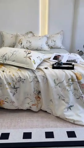 91家纺网 家纺一手货源 找家纺 典雅家纺 2025新款艾阳暖棉印花四件套 静若幽兰