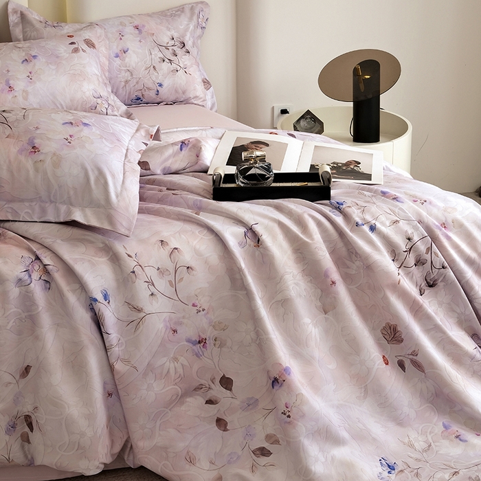 91家纺网 家纺一手货源 找家纺 典雅家纺 2025新款艾阳暖棉印花四件套 醉清颜