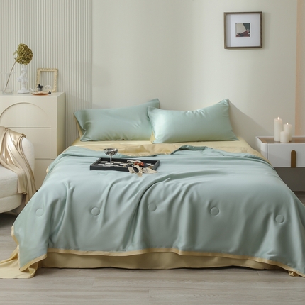 91家纺网 家纺一手货源 找家纺 （总）眷恋家纺 2025春夏新款双拼纯色60天丝夏被四件套