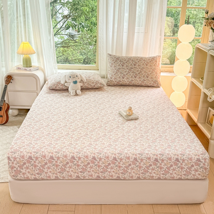 91家纺网 家纺一手货源 找家纺 仟网汇 2025新款云感棉双层纱床笠 十里桃花