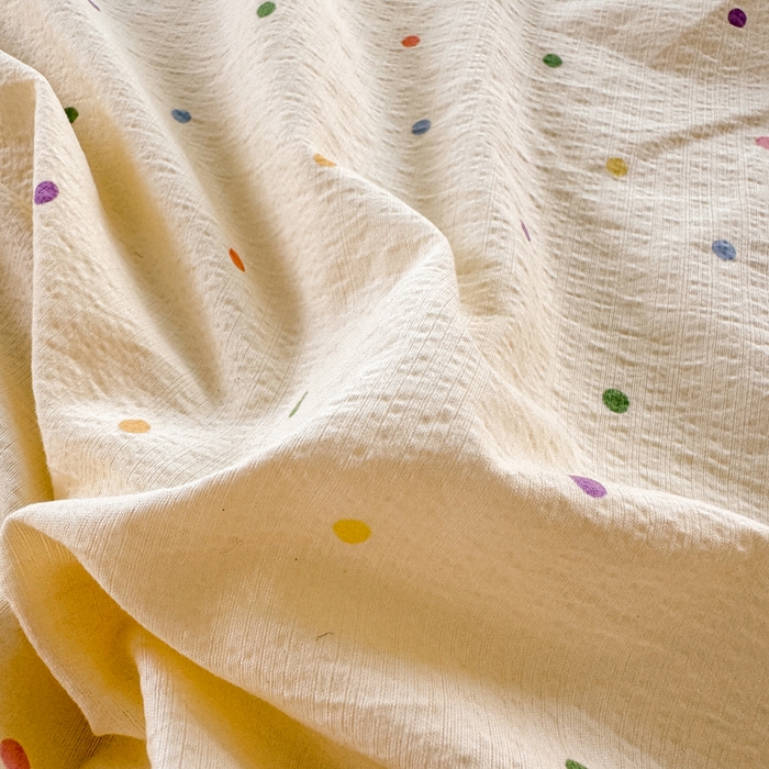 91家纺网 家纺一手货源 找家纺 仟网汇 2025新款云感棉双层纱床笠 彩波点