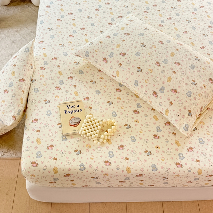 91家纺网 家纺一手货源 找家纺 仟网汇 2025新款云感棉双层纱床笠 高西地