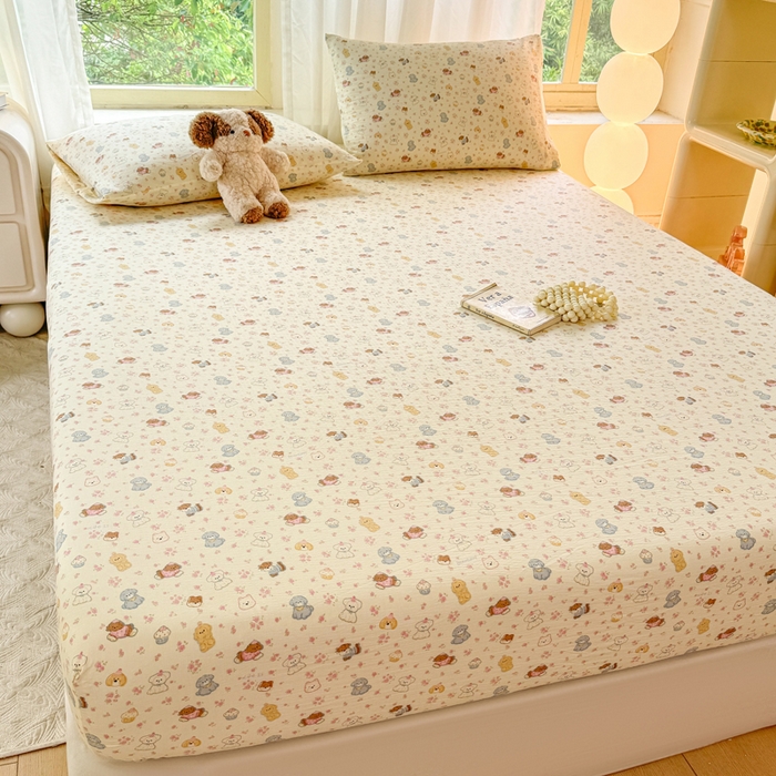 91家纺网 家纺一手货源 找家纺 仟网汇 2025新款云感棉双层纱床笠 高西地