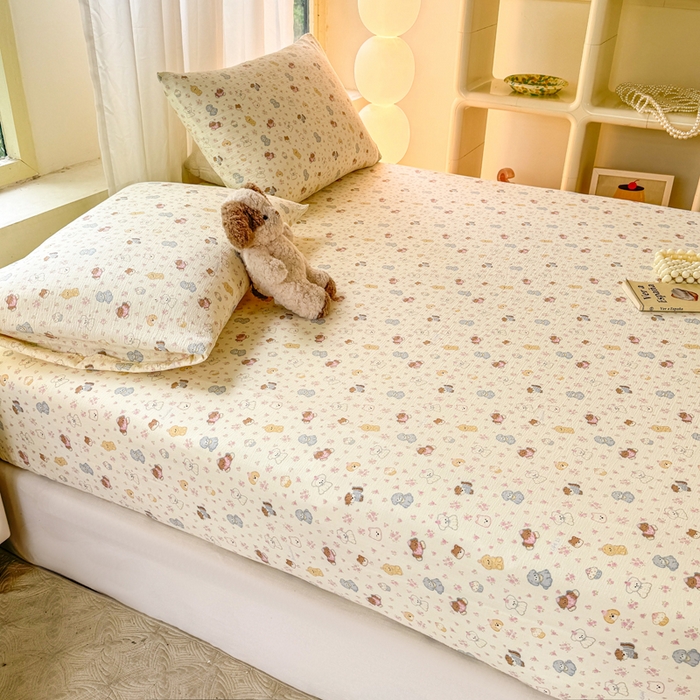 91家纺网 家纺一手货源 找家纺 仟网汇 2025新款云感棉双层纱床笠 高西地