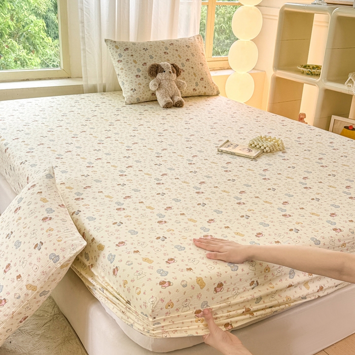 91家纺网 家纺一手货源 找家纺 仟网汇 2025新款云感棉双层纱床笠 高西地