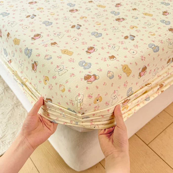 91家纺网 家纺一手货源 找家纺 仟网汇 2025新款云感棉双层纱床笠 高西地