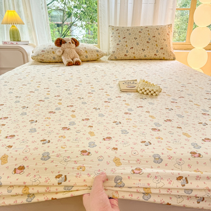 91家纺网 家纺一手货源 找家纺 仟网汇 2025新款云感棉双层纱床笠 高西地