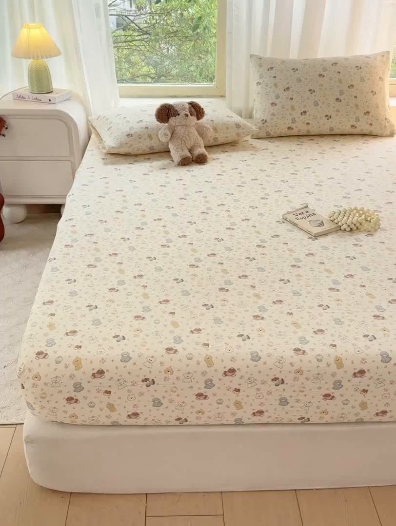 91家纺网 家纺一手货源 找家纺 仟网汇 2025新款云感棉双层纱床笠 高西地