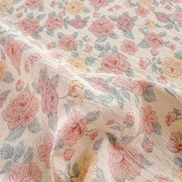 91家纺网 家纺一手货源 找家纺 仟网汇 2025新款云感棉双层纱床笠 十里桃花