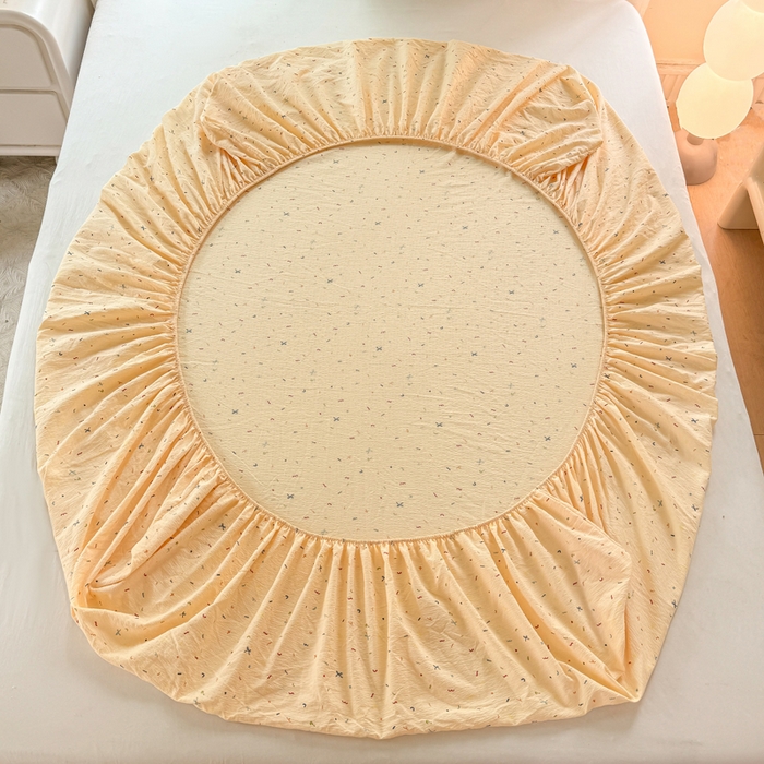 91家纺网 家纺一手货源 找家纺 仟网汇 2025新款云感棉双层纱床笠 芝士奶酪