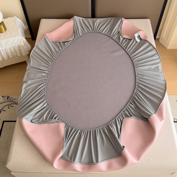 91家纺网 家纺一手货源 找家纺 瑞兴纺 2025新款高分子PE软凉席绣花款床笠款 床笠款-沐夕-粉