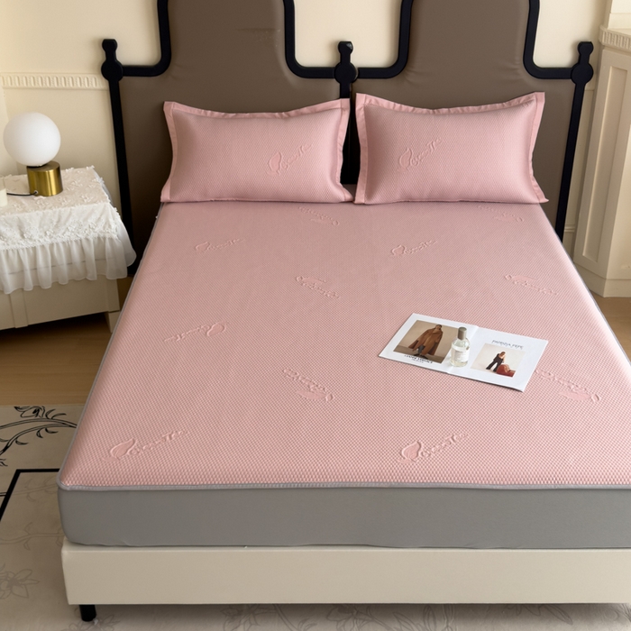 91家纺网 家纺一手货源 找家纺 瑞兴纺 2025新款高分子PE软凉席绣花款床笠款 床笠款-沐夕-粉