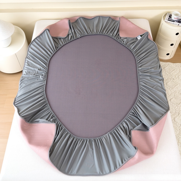 91家纺网 家纺一手货源 找家纺 瑞兴纺 2025新款高分子PE软凉席绣花款床笠款 床笠款-花之语-粉