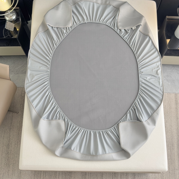 91家纺网 家纺一手货源 找家纺 瑞兴纺 2025新款高分子PE软凉席绣花款床笠款 床笠款-路易威-灰