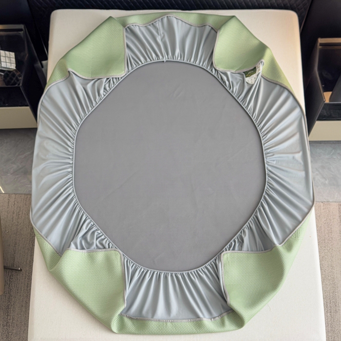 91家纺网 家纺一手货源 找家纺 瑞兴纺 2025新款高分子PE软凉席绣花款床笠款 床笠款-路易威-绿