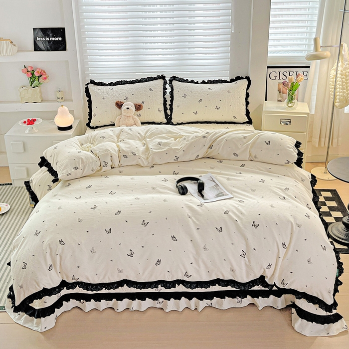 91家纺网 家纺一手货源 找家纺 仟网汇 2025新款赫本风床盖四件套 蝴蝶