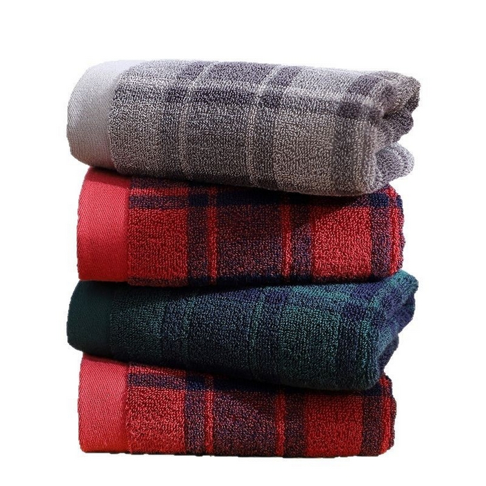 91家纺网 家纺一手货源 找家纺 良品汇馆 日式无印全棉格纹毛巾良品英伦格浴室洗脸毛巾格子面巾酒店民宿款 组合图仅供参考 34X74cm