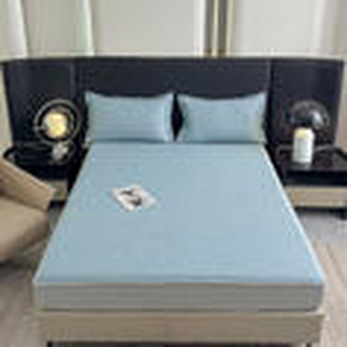 瑞兴纺 2025新款高分子PE软凉席绣花款床笠款 床笠款-路易威-蓝