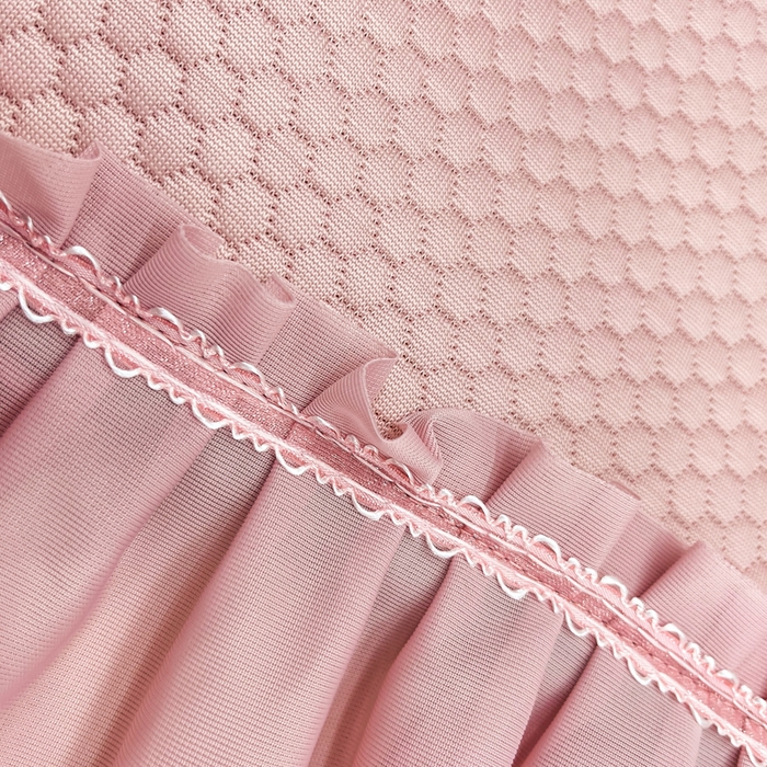 91家纺网 家纺一手货源 找家纺 瑞兴纺 2025新款高分子PE软凉席款床裙款 床裙款-小樱桃-粉