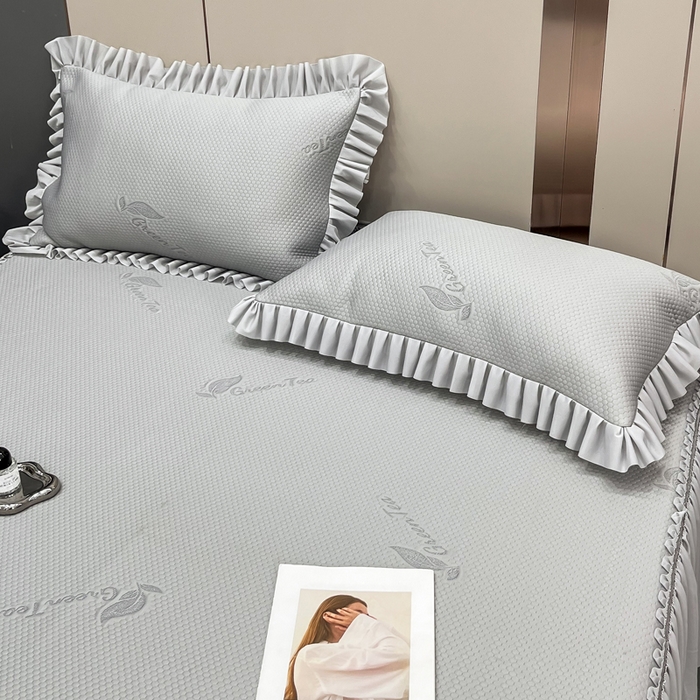 91家纺网 家纺一手货源 找家纺 瑞兴纺 2025新款高分子PE软凉席款床裙款 床裙款-沐夕-灰