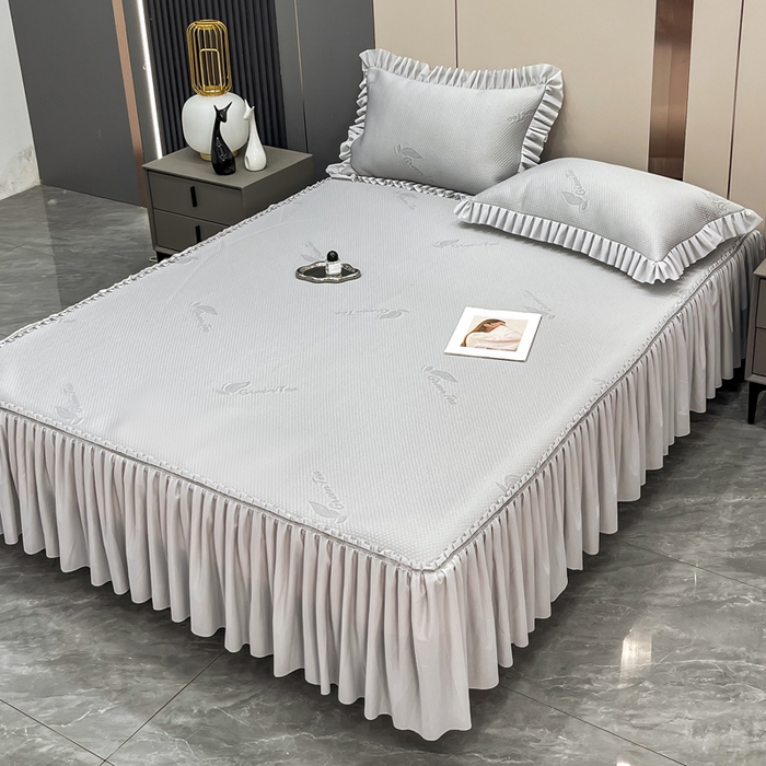 瑞兴纺 2025新款高分子PE软凉席款床裙款 床裙款-沐夕-灰
