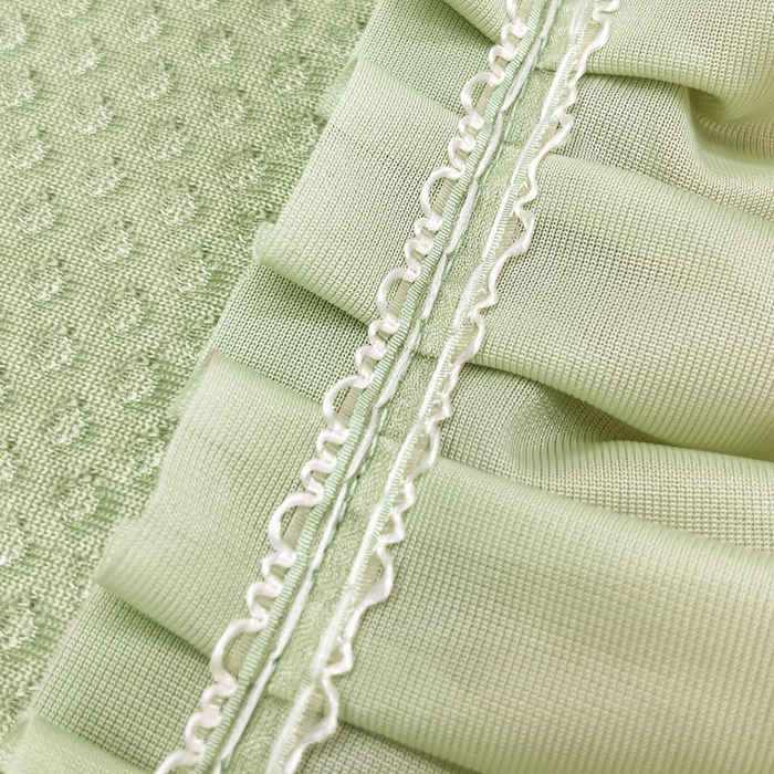 91家纺网 家纺一手货源 找家纺 瑞兴纺 2025新款高分子PE软凉席款床裙款 床裙款-华夫格-绿