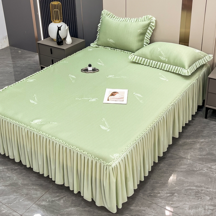 瑞兴纺 2025新款高分子PE软凉席款床裙款 床裙款-沐夕-绿