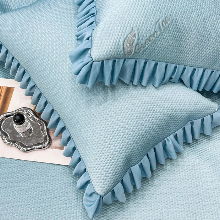 91家纺网 家纺一手货源 找家纺 瑞兴纺 2025新款高分子PE软凉席款床裙款 床裙款-沐夕-蓝