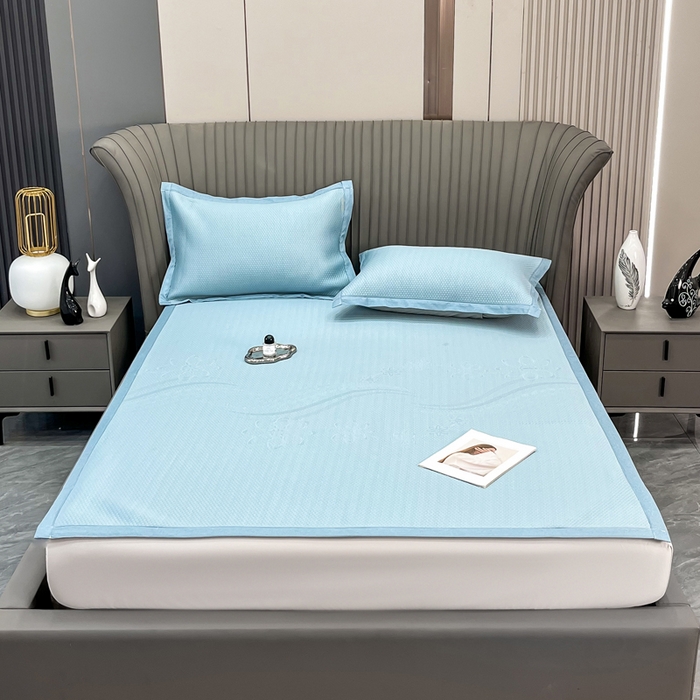 91家纺网 家纺一手货源 找家纺 （总）瑞兴纺 2025新款高分子PE软凉席绣花款床单款