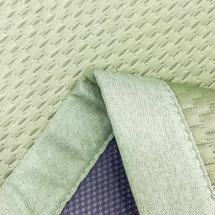 91家纺网 家纺一手货源 找家纺 瑞兴纺 2025新款高分子PE软凉席绣花款床单款 绣花床单款-竹林熊猫-绿