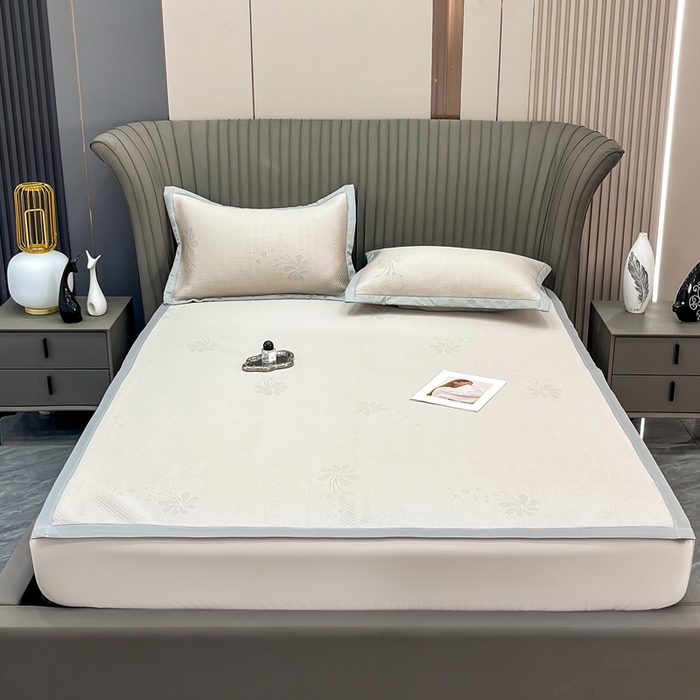 91家纺网 家纺一手货源 找家纺 （总）瑞兴纺 2025新款高分子PE软凉席绣花款床单款