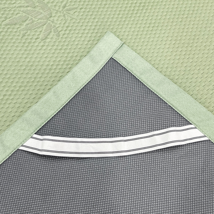 91家纺网 家纺一手货源 找家纺 瑞兴纺 2025新款高分子PE软凉席绣花款床单款 绣花床单款-竹林熊猫-绿