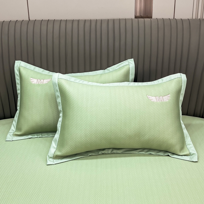 91家纺网 家纺一手货源 找家纺 瑞兴纺 2025新款高分子PE软凉席绣花款床单款 绣花床单款-格调-绿