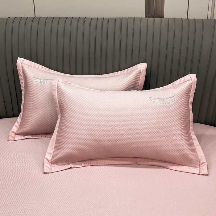 91家纺网 家纺一手货源 找家纺 瑞兴纺 2025新款高分子PE软凉席绣花款床单款 绣花床单款-格调-粉