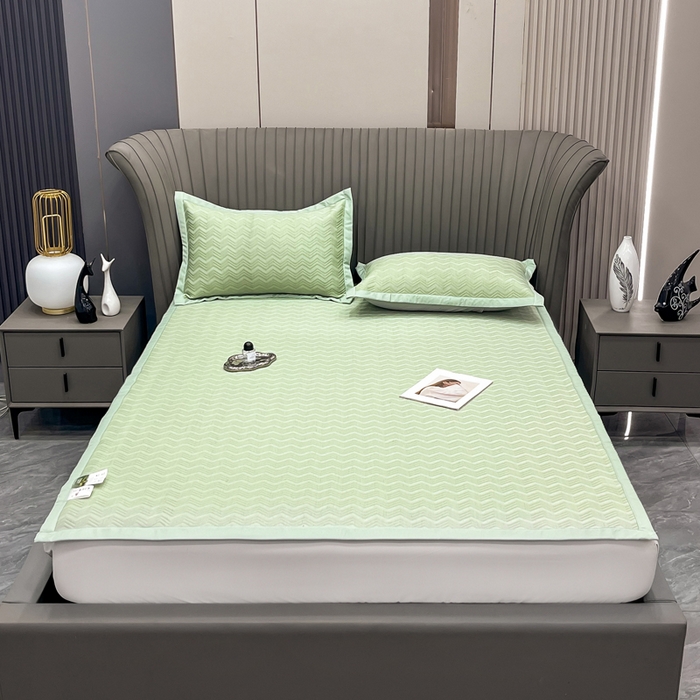 瑞兴纺 2025新款高分子PE软凉席绣花款床单款 床单款-风尚-绿