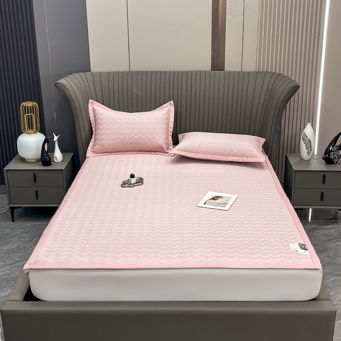 瑞兴纺 2025新款高分子PE软凉席绣花款床单款 床单款-风尚-粉