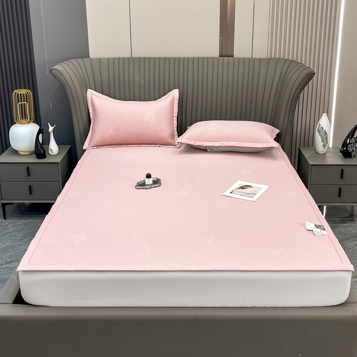 瑞兴纺 2025新款高分子PE软凉席绣花款床单款 床单款-花之语-粉