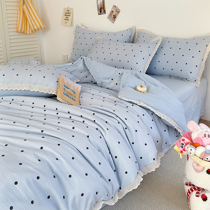 91家纺网 家纺一手货源 找家纺 （总）斯卡诺家纺 2025新款纯棉花边双层纱夏被四件套水洗棉夏被四件套