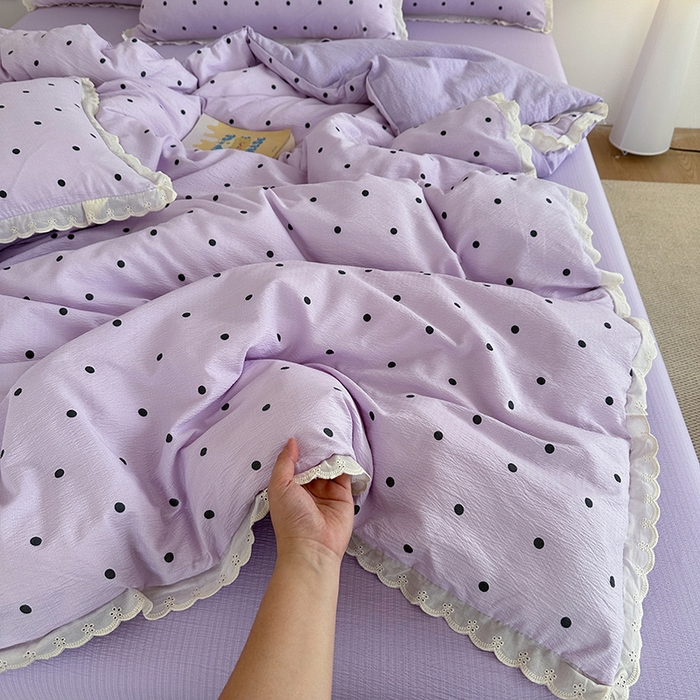 91家纺网 家纺一手货源 找家纺 （总）斯卡诺家纺 2025新款纯棉花边双层纱夏被四件套水洗棉夏被四件套