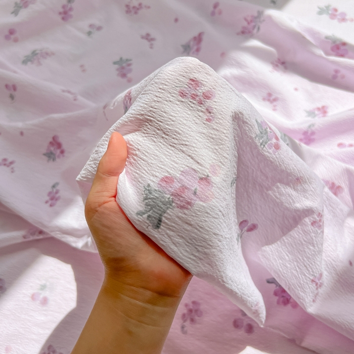 91家纺网 家纺一手货源 找家纺 罗亿家纺 2025新款云感双层纱碎花床单 葡萄七分甜