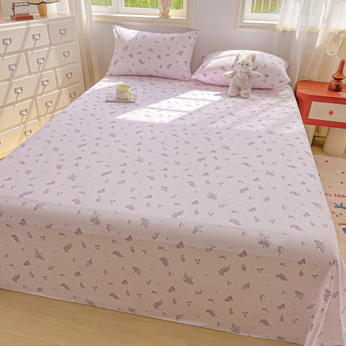 91家纺网 家纺一手货源 找家纺 罗亿家纺 2025新款云感双层纱碎花床单 葡萄七分甜