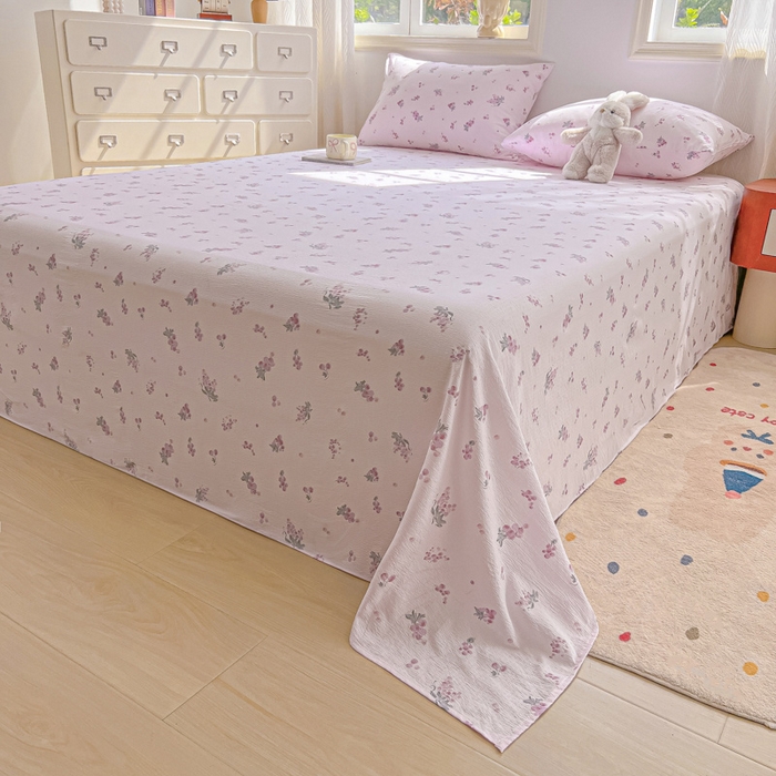 91家纺网 家纺一手货源 找家纺 罗亿家纺 2025新款云感双层纱碎花床单 葡萄七分甜